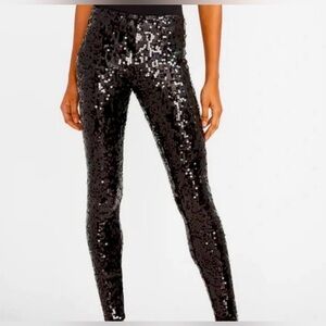Express Black Sequin Leggings